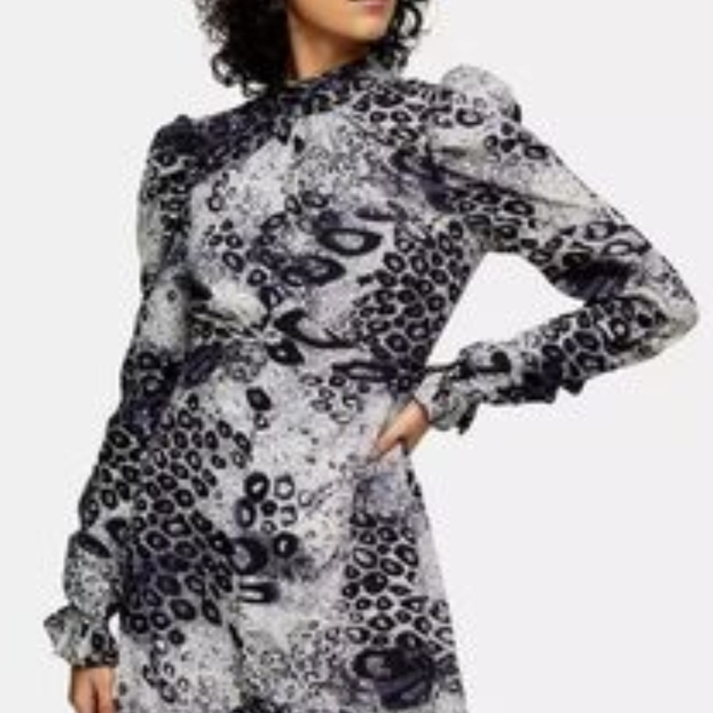 NWT Topshop Animal Print Long Sleeve Dress